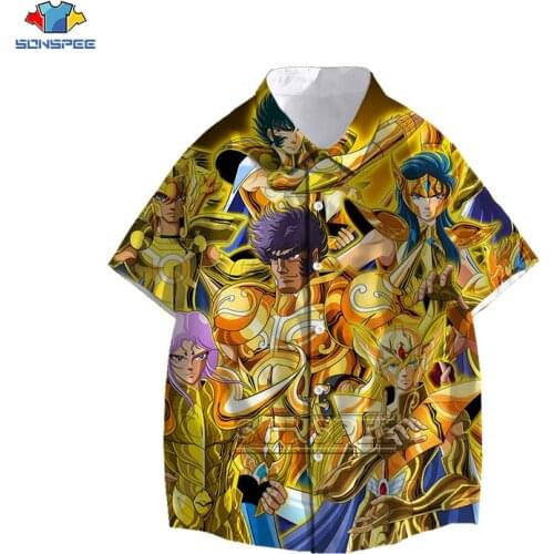 Japan Classic Anime Saint Seiya Shirt 3D Print Summer Casual Men Hawaiian Shirt Fashion Streetwear Women Pullover Short Sleeve