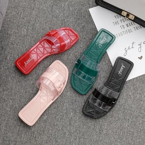Hong Kong Style Women Shoes Ladies 2020New Slipper Female Outside Sandals Luxurious Summer Dance Transparent Square Shoes