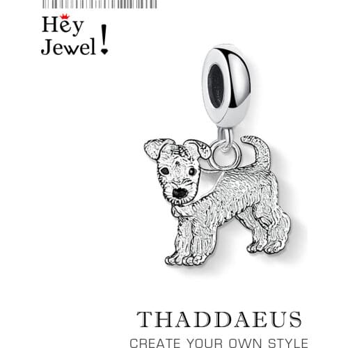 2019 Winter Brand New Fashion Small Dog Charm 925 Sterling Silver Pure Cute Pendant Fit Bracelet Women Men Charm Jewelry Gifts