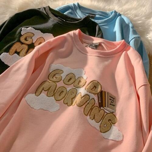 Winter Preppy style cute letter embroidery sweatshirt women Korean vintage loose long-sleeved pullover kawaii casual streetwear