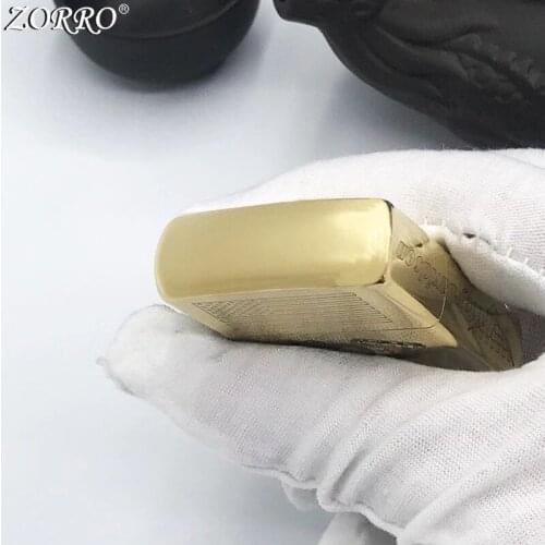 Zorro Kerosene Lighter Windproof Pure Copper Carving Classic Pattern Gasoline Lighter Men Gift Smoking Outside Tool