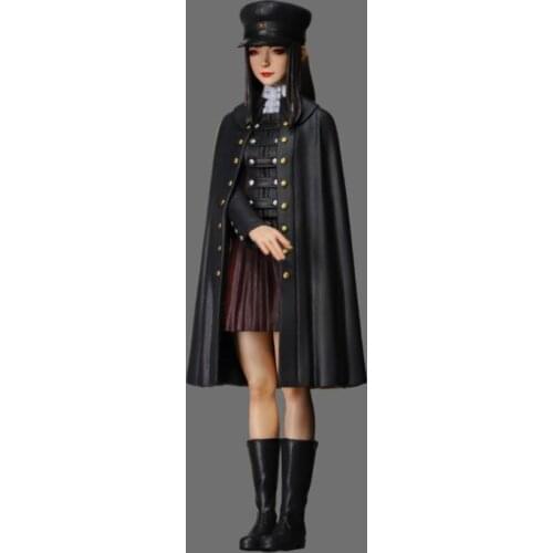 1/22 85mm black coat girl standing winter 85mm toy Resin Model Miniature resin figure Unassembly Unpainted