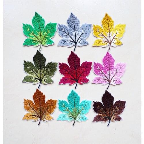 1Pcs Heat Transfers Maple Leaf Applique Embroidered Badge Iron On Patches for T-shirt Clothes Sewing Craft DIY Dress Application