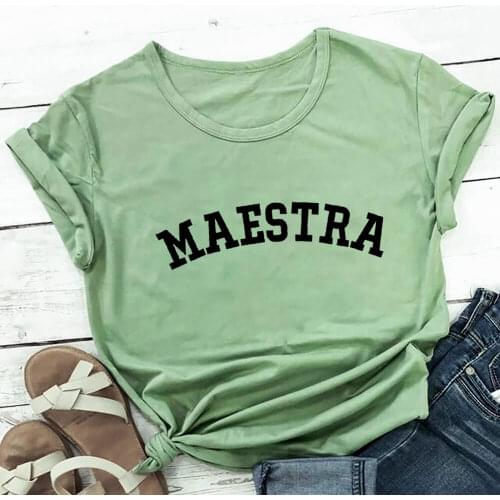 100%Cotton Maestra Teacher Shirt Summer Womens T Shirt New Arrival Funny Casual O-Neck Short Sleeve Top Spanish Teachers Gift