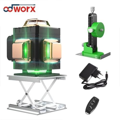 12/16 Lines 3D/4D Laser Level Green Laser Line Self-Leveling 360 Degree Horizontal & Vertical Cross Lines