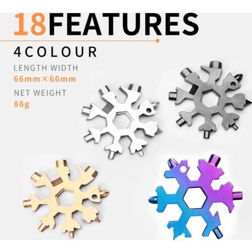 18 in 1 Portable Snowflake Wrench Universal Wrench Household Gadget Wrench Ratchet Combination Survival Hand Tool for Camp