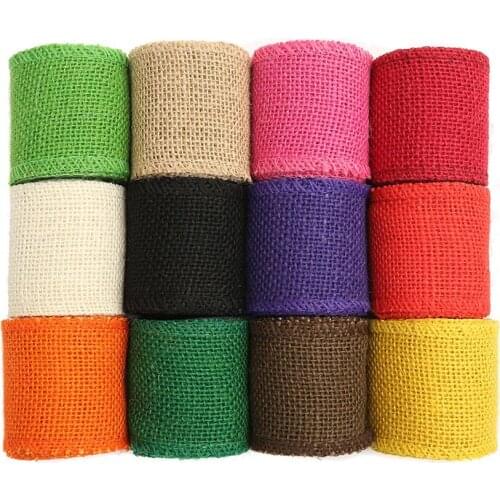 2M/Lot Width 6cm Colorful Natural Jute Burlap Ribbon Jute Fabric Roll Hessian Ribbon Trims Tape Rustic DIY Wedding Par