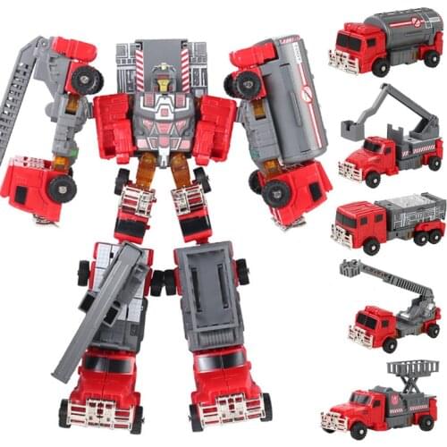 23CM NEW 5 IN 1 KO G1 Devastator Transformation Toys Boy Robot Truck Action Figure Model Kids Engineering Vehicle Gift WK-58