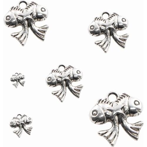 25pcs Fishes Spacer Beads Antique Silver Color Pendant Beads for Jewelry Making Bracelet Accessories Finding Handmade Craft A864