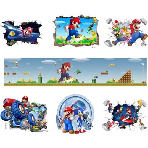 3D Cartoon Mario Bros wall sticker for kids rooms living room bedroom wall layout home decoration game stickers
