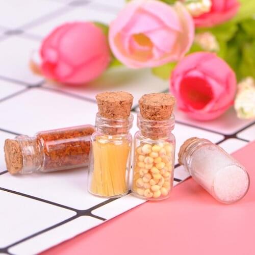 4Pcs 1:12 for Dollhouse miniature food glass jar cork bottle kitchen decor