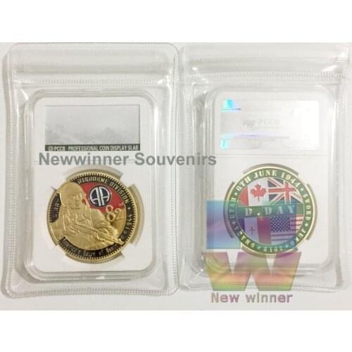 5pcs/lot 1 OZ American Airborne Division Gold Plated Coin 70Th Anniversary Coins Metal Souvenir With PCCB case