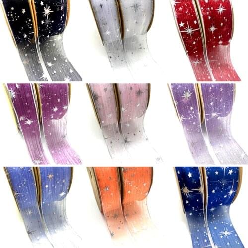 5Yards 25/40mm Starlight Dotted Tulle Glitter Ribbon Organza Mesh Fabric Belt DIY Craft Accessories Hair Clip Bow Cake Topper