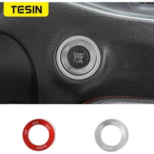 TESIN Accessories for Dodge Charger 2010+ Car Engine Start Stop Button Switch Decoration Cover for Dodge Challenger 2010