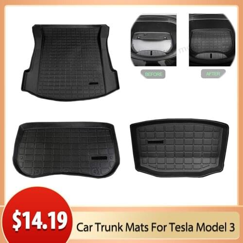 Car Trunk Mats Waterproof Car Rear Trunk Storage Mat Cargo Tray Trunk Waterproof Protective Pads Mat For Tesla Model 3