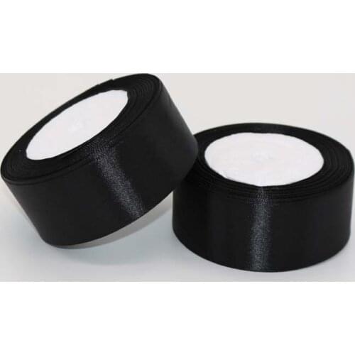 Brand Black Ribbon Satin Ribbon 25Yards Wedding Silk Ribbon Party Decoration Satin Crafts Invitation Card Gift Wrapping DIY