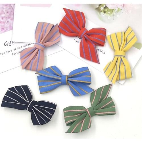 1 Piece Pretty Stripe Ties Bow Elastic Hair Bands For Baby Girls Hairpin Barrettes Clip Swallowtail Kids Hair Accessories 2021