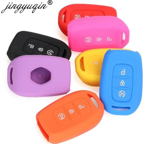 Jingyuqin 3 Buttons Skin Silicone Remote Key Case For Renault Duster Sandero Logan Clio Captur Laguna Scenic Fob Holder Cover
