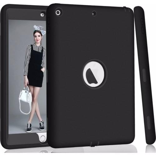 For New iPad 9.7" 2017 Case Cover, High-Impact Shock Absorbent Dual Layer Silicone+Hard PC Bumper Protective Case A1822/A1823