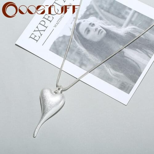 Trend Silver Color Heart Pendants Long Chains Necklace Jewelry for Women Suspension Decorative Mothers Day Gifts Free Shipping