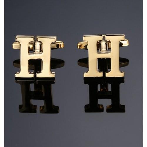 DY new High-quality Brass material English Golden English alphabet H Cufflinks Mens French shirt Cufflinks free shipping