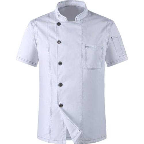 Denim overalls short-sleeved chef male summer thin section breathable wine hotel restaurant chef uniforms