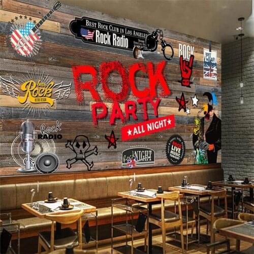 Europe and the United States retro wooden rock bar KTV wall professional production wallpaper mural