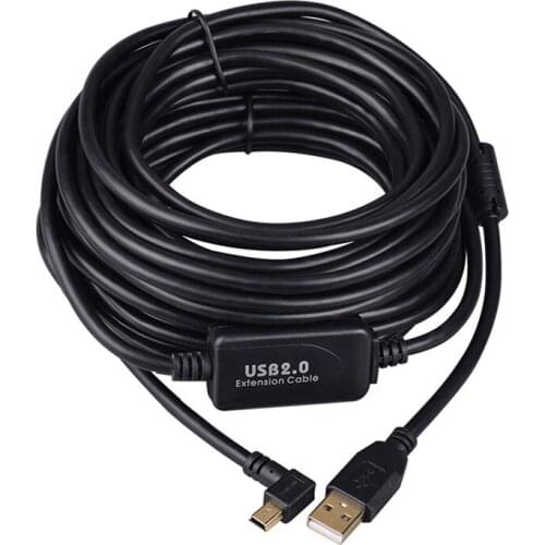 Mini USB B Type 5pin Male Left Angled 90 Degree to USB 2.0 Male Data Cable for Canon Nikon 600D 550D 650D 5D2 5D3 7D 10m 20m IC