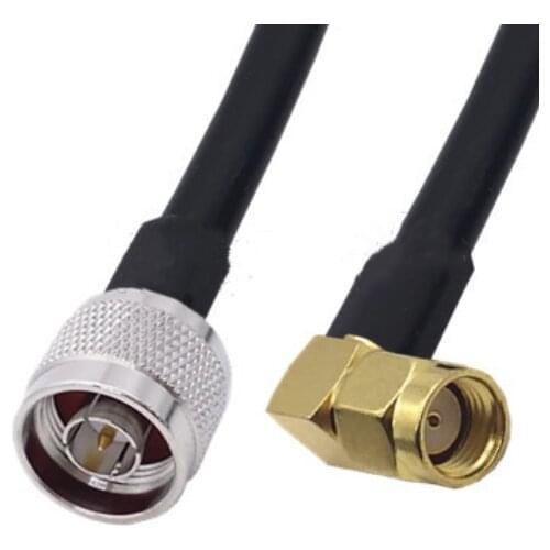 RG58 Cable RP-SMA Male Right Angle to N Male Coaxial Connector WiFi Antenna Extension Pigtail jumper cable
