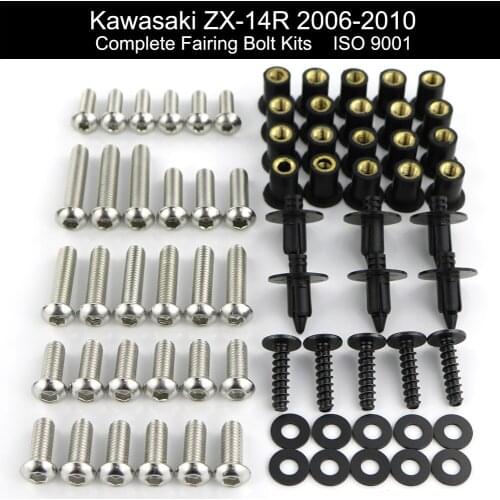 Fit For Kawasaki ZX14R ZX 14R 2006 2007 2008 2009 2010 Complete Full Fairing Bolts Kit Speed Nuts Fairing Clips Stainless Steel