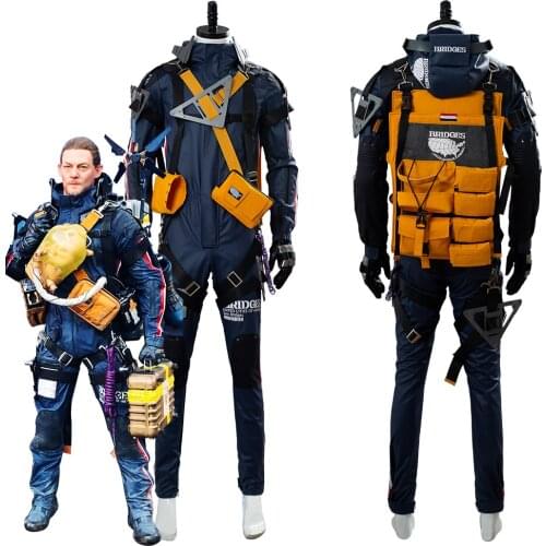 Death Sam Cosplay Costume Norman Reedus Outfit Uniform Bags Full Suit Adult Halloween Carnival Costume