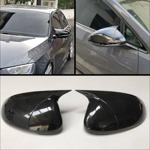 2 Pieces High Quality ABS Plastic Bat Style Mirror Covers Caps RearView Piano Black For Volkswagen Jetta 2011 2012 2013 2014