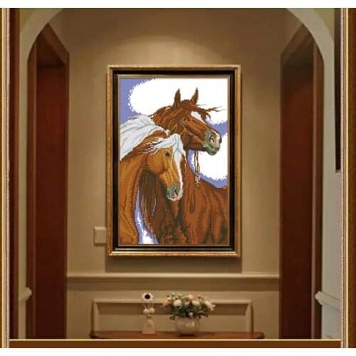 Horse Cross Stitch Kits Handsome Printed patterns canvas Chinese Embroidery Needlework set Easy Cross-stitch DMC DIY Fashion