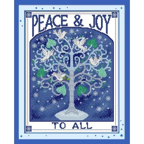 Joy Sunday Wishing Tree Counted Cross Stitch Kits 11&14CT DMC DIY Embroidery Kits Needlework Sets for Home Decor Handmade Gift