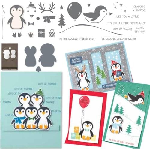 PENGUIN PLACE Clear Stamps or Metal Cutting Dies Sets for DIY Craft Making Greeting Card Scrapbooking