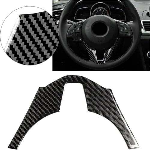 Carbon Fiber Styling Car Steering Wheel Trim Cover Interior Moulding ABS Decor For Mazda 3 Axela BM BN 2014 2015 2016 2016