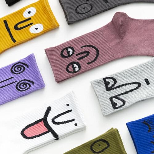 2020 New Korean Style Fashion Harajuku Street Hip Hop Socks Unisex Funny Men Socks Creative High Comfortable Cotton Happy Socks
