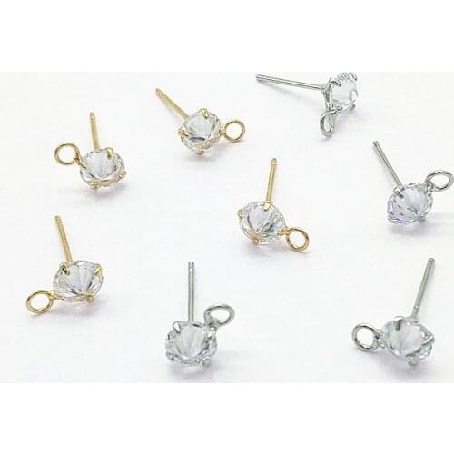 New arrival! 10x7mm 40pcs Copper Plating Real gold Zircon Ear Stud for Earrings DIY parts,Jewelry Earrings Findings & Component