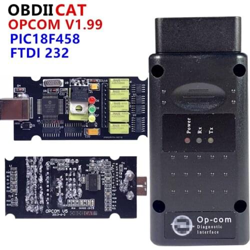 OBDIICAT OBD2 OP-COM V1.99 OPCOM For Op--el Car Diagnostic Scanner with Real PIC18f458 OP COM Diagnostic Tool Flash Firmware
