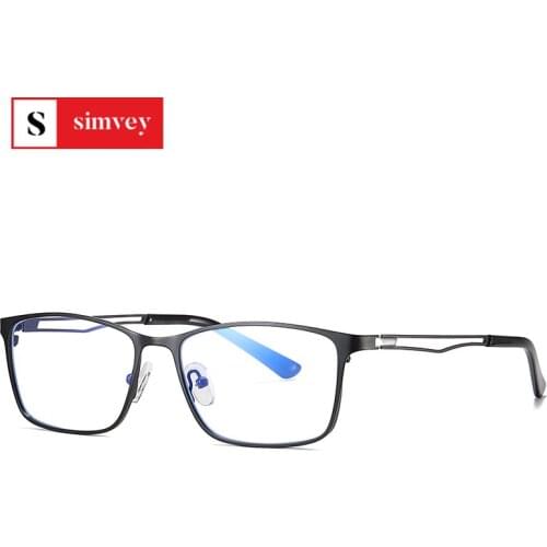 Simvey Blue Light Blocking Glasses Women Men Retro Square Metal Frame Eye Strain Computer Gaming Glasses Uv Protection