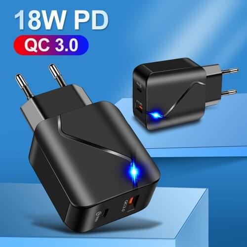 PD18W QC3.0 Mini 2 Ports USB Quick Charger Mobile Phone Fast Charging 5V 3A 36W Smart Travel Wall Charger Adapter US/EU Plug