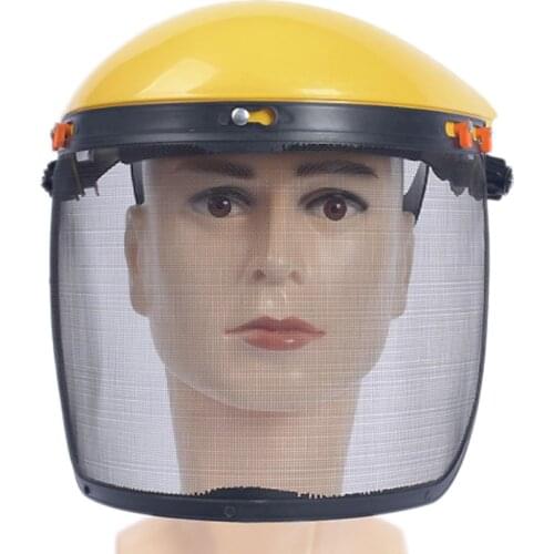 Garden Grass Trimmer Safety Helmet Hat With Full Face Mesh Visor Protection