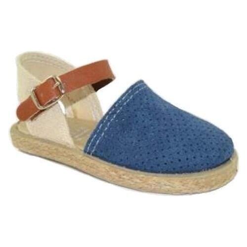 Sandals closed blue suede and esparto sandals for girl of Coons