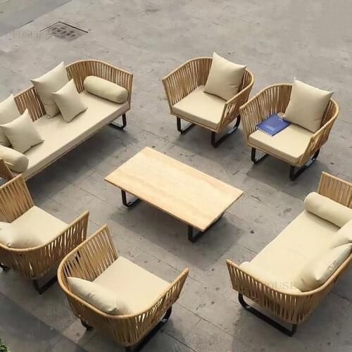 Sunscreen Living Room Balcony Leisure Sofa Outdoor Courtyard Household Furniture Back Armchair Waterproof Homestay Rattan Chair