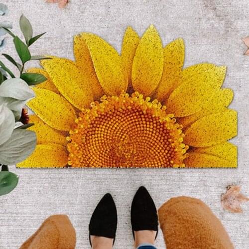 Special-shaped Sunflowers Rose PVC Front Door Mat Entry Non-Slip Dust-proof Doormat Outdoor Indoor Easy Clean Shoes Scraper Rugs