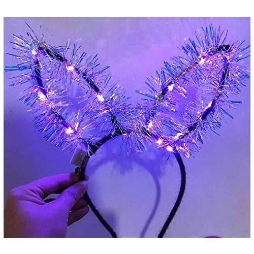 LED Bunny Ear Headband Light Up tassel Hairband kids Adult Wedding Halloween Christmas Birthday Party Glow Decoration favor