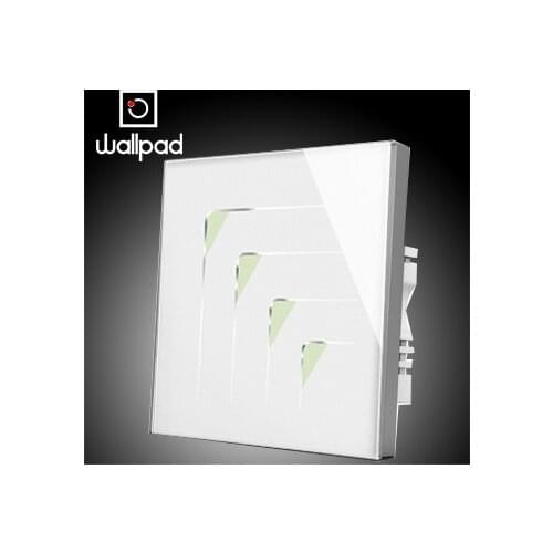 4 Gangs 1 way Crystal Glass LED White Touch Switches,Wallpad AC 110~250V Wall Light Touch Screen Switch