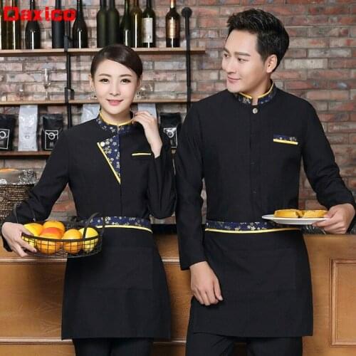 Autumn Long Sleeve Restaurant Waiter Uniform Woman Cafe Food Service Staff Overalls Cafe Waitress Uniform Hot Pot Work Wear Chef