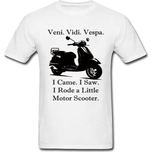 Veni Vidi Vespa! T Shirt Men Black White Tshirt Cotton T-shirt I Came I Saw I Conquered Tops Funny Scooter Rider Tees