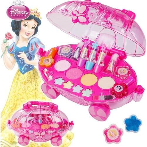 High-End Disney Frozen Elsa Snow White Makeup Car Set Fashion Toys Girls Water Soluble Beauty Pretend Play For Kid Birthday Gift